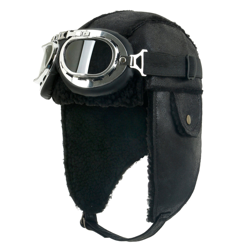 Aviator Hat Winter Snowboard Fur Ear Flaps Trooper Trapper Pilot Goggles