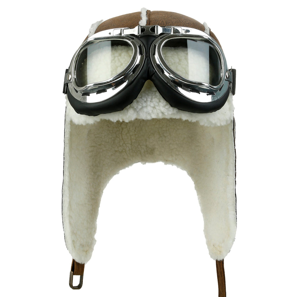 Aviator Hat Winter Snowboard Fur Ear Flaps Trooper Trapper Pilot Goggles