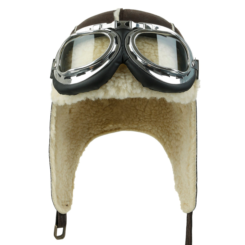 Aviator Hat Winter Snowboard Fur Ear Flaps Trooper Trapper Pilot Goggles