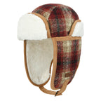 Howels Wool Plaid Pattern Aviator Trapper Trooper Faux Fur Ear Flaps Hat