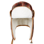 Howels Wool Plaid Pattern Aviator Trapper Trooper Faux Fur Ear Flaps Hat
