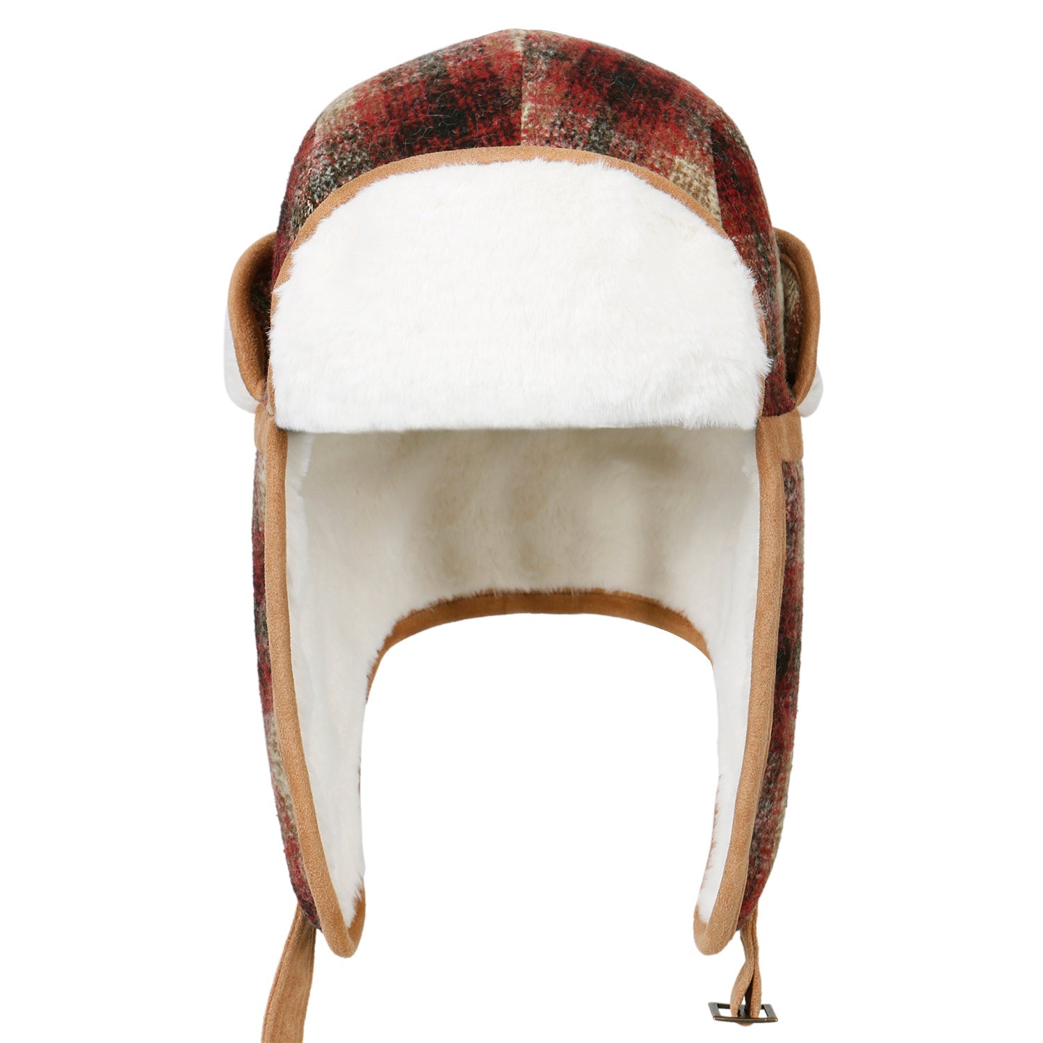 Howels Wool Plaid Pattern Aviator Trapper Trooper Faux Fur Ear Flaps Hat