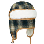 Howels Wool Plaid Pattern Aviator Trapper Trooper Faux Fur Ear Flaps Hat