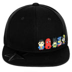 Cute Superheroes Rubber Charms Flat Bill Snapback Hat Baseball Cap