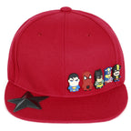 Cute Superheroes Rubber Charms Flat Bill Snapback Hat Baseball Cap