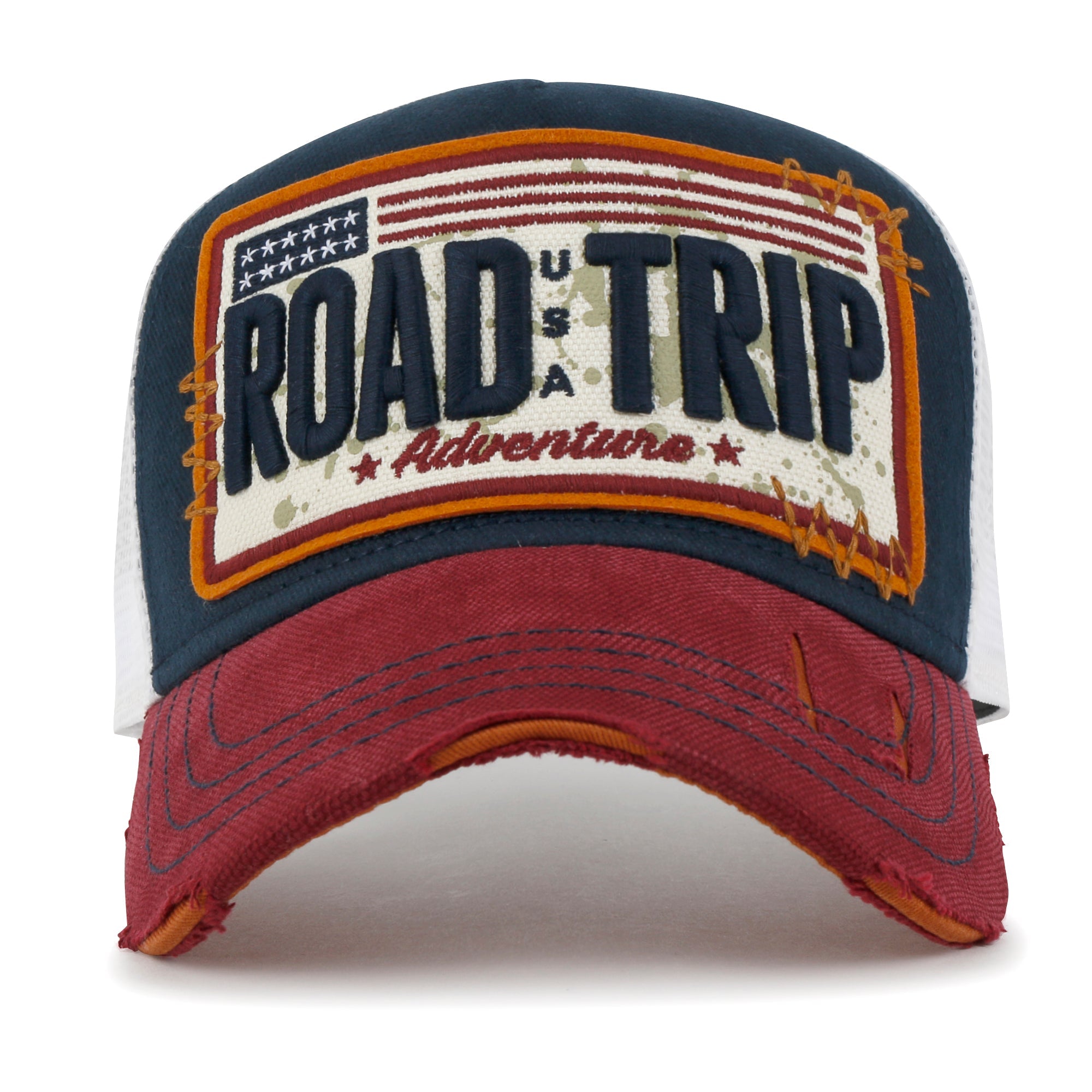 PREMIUM ROAD TRIP Vintage Distressed Snapback Trucker Hat Baseball Cap M / XL