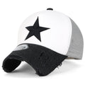 Star Embroidery Black White Trucker Hat Cotton Baseball Cap