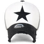 Star Embroidery Black White Trucker Hat Cotton Baseball Cap