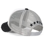 Star Embroidery Black White Trucker Hat Cotton Baseball Cap