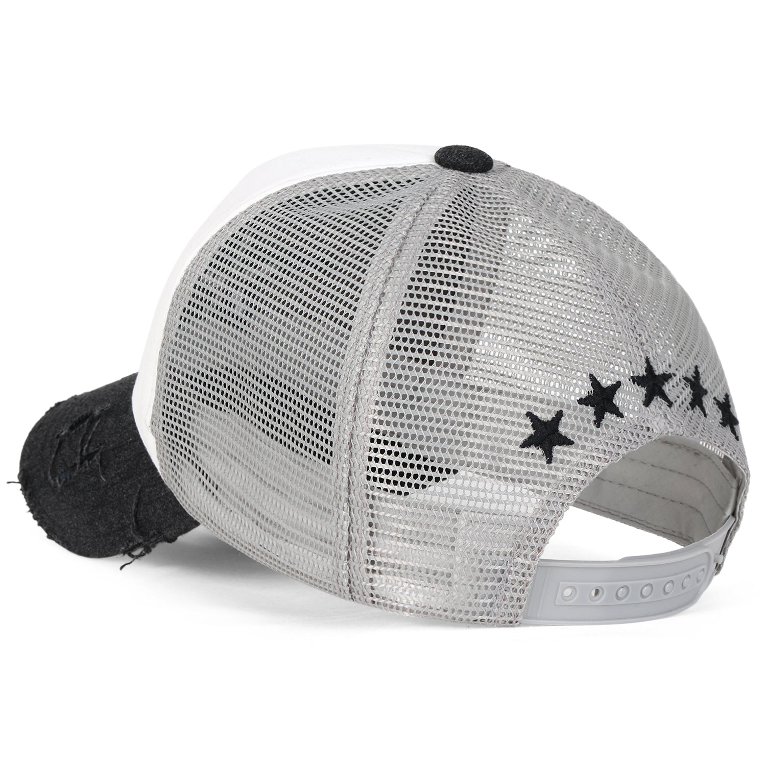 Star Embroidery Black White Trucker Hat Cotton Baseball Cap