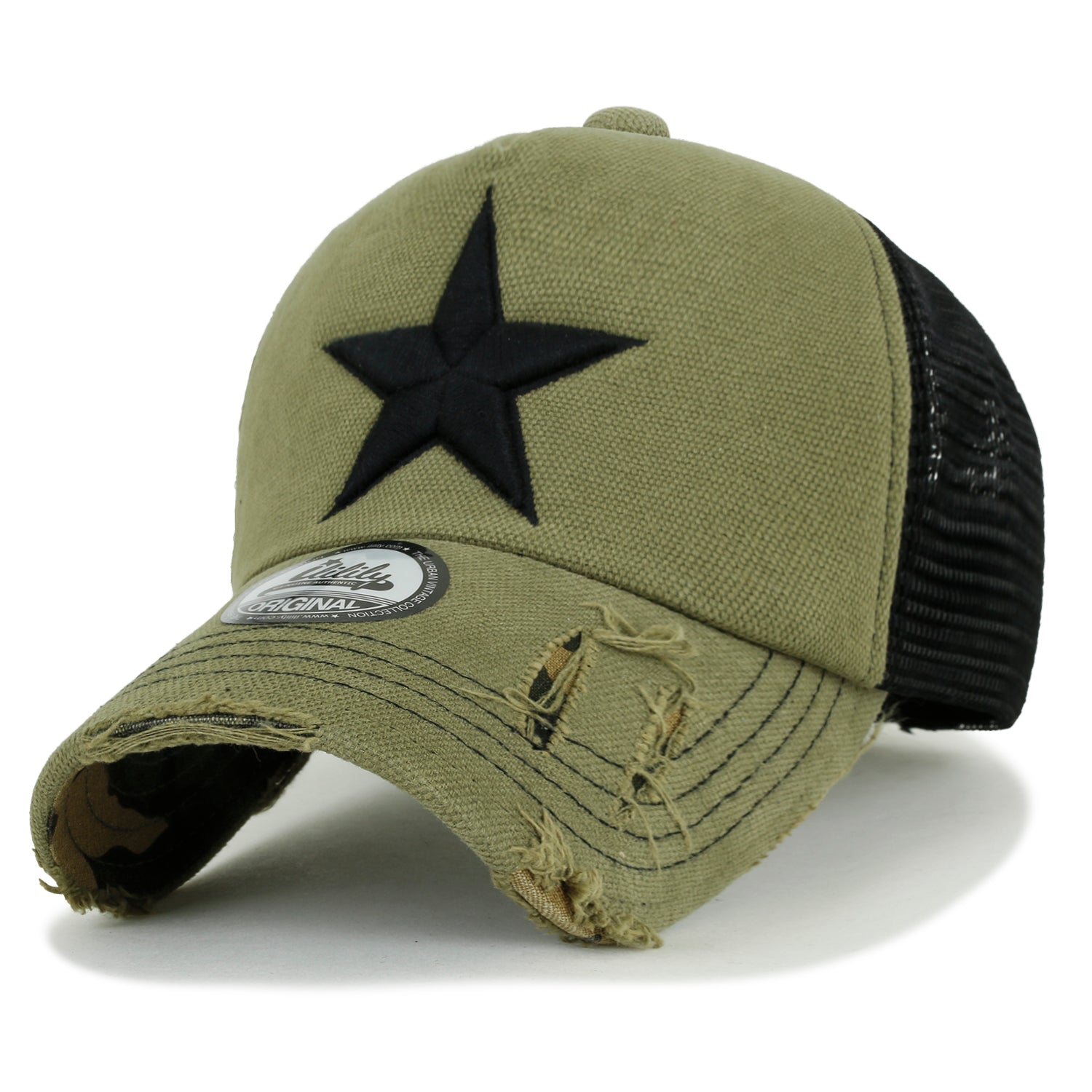 Star Embroidery Black White Trucker Hat Cotton Baseball Cap