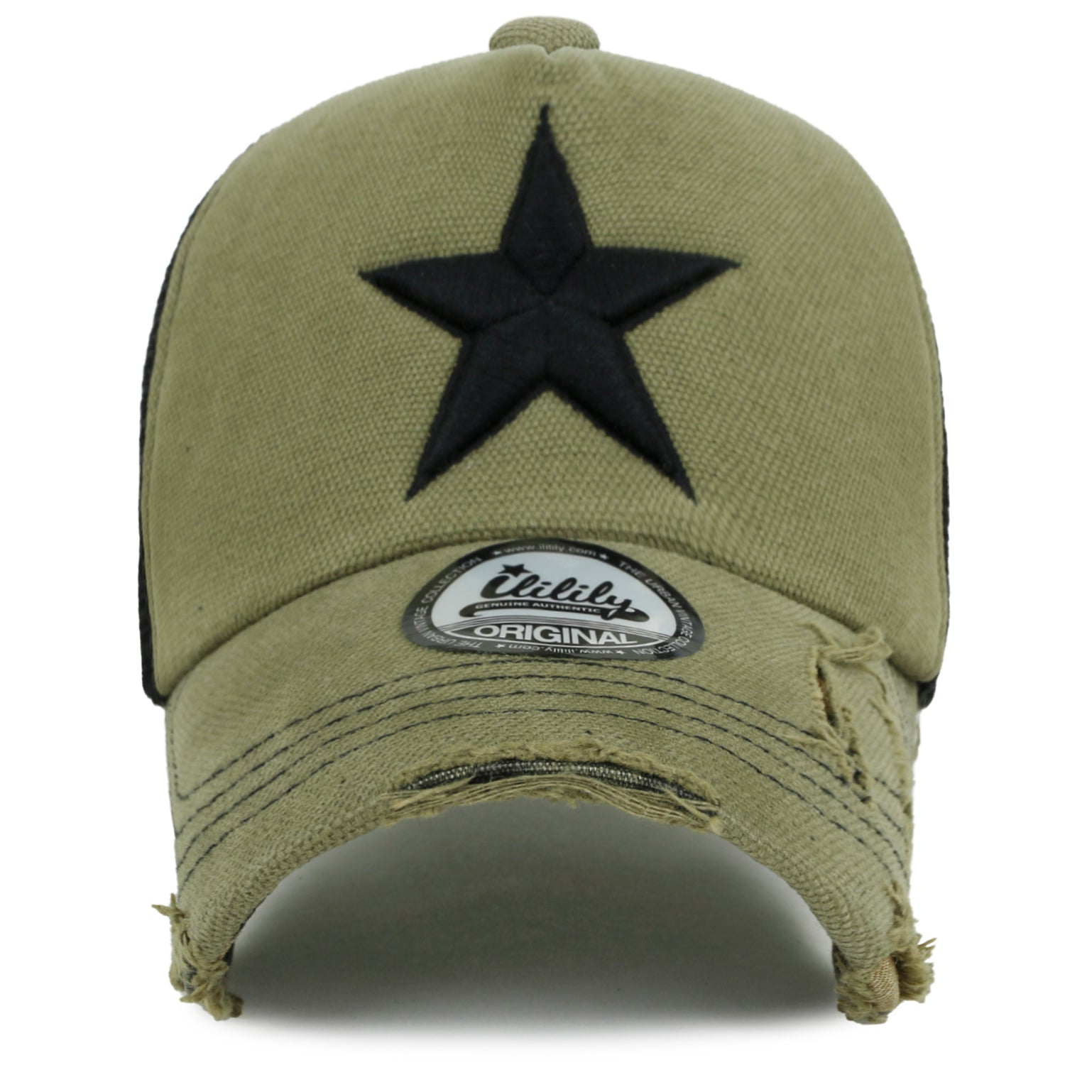 Star Embroidery Black White Trucker Hat Cotton Baseball Cap