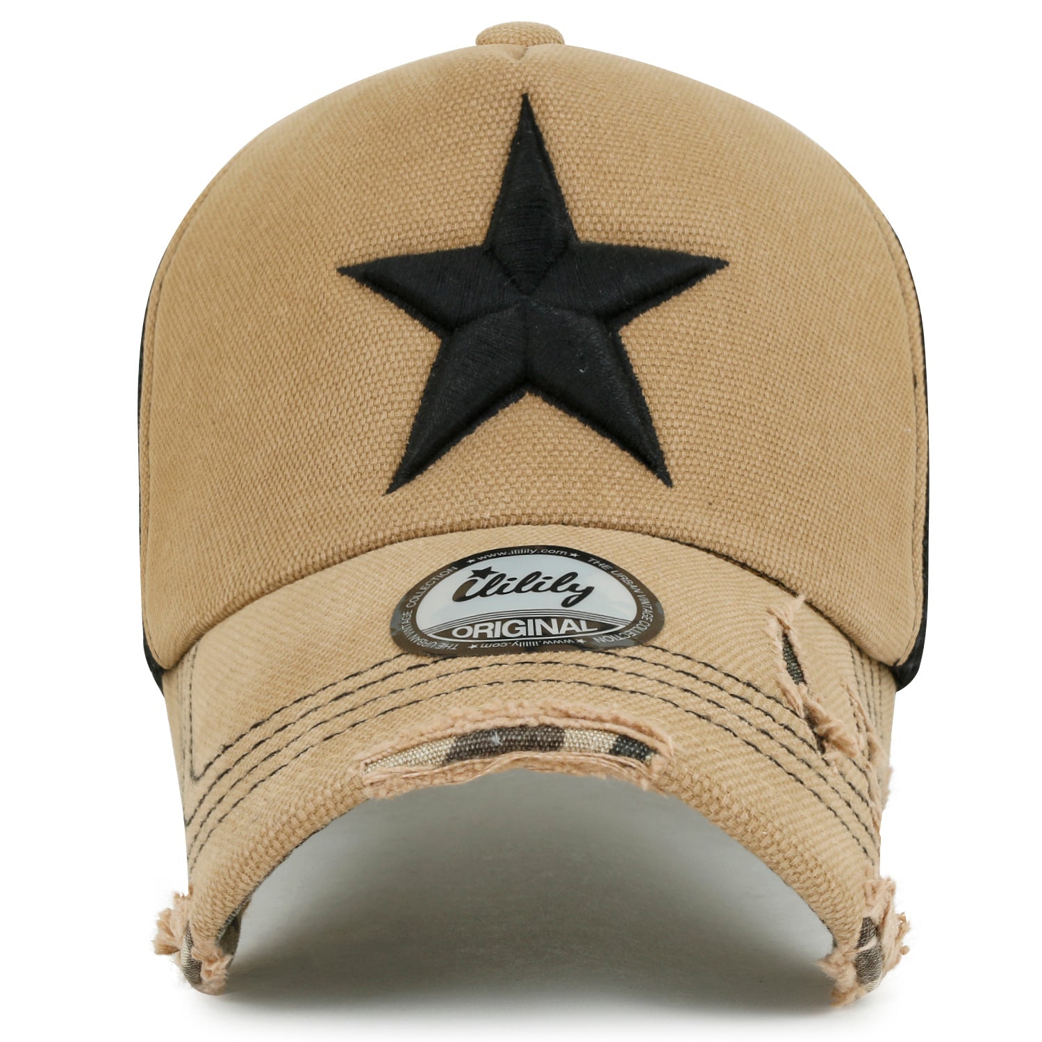Star Embroidery Black White Trucker Hat Cotton Baseball Cap