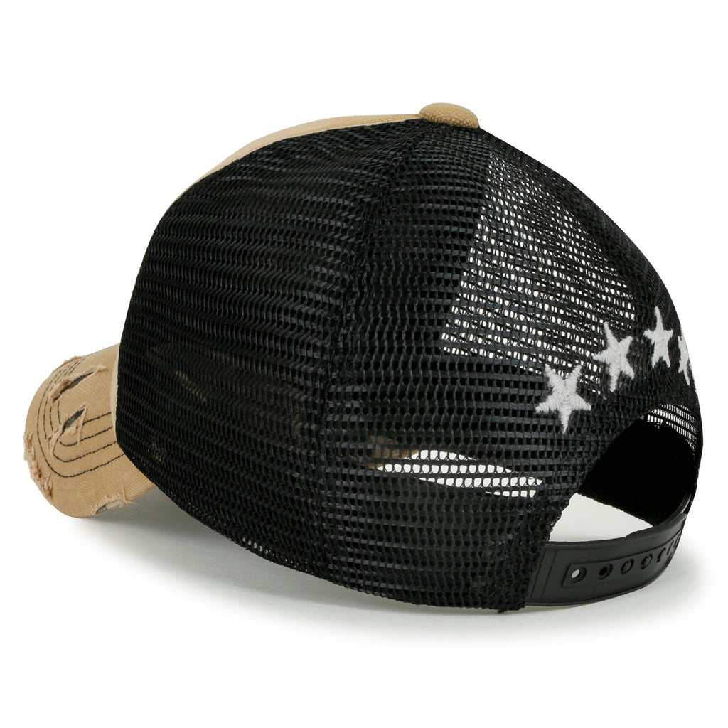Star Embroidery Black White Trucker Hat Cotton Baseball Cap
