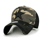 Star Embroidery Black White Trucker Hat Cotton Baseball Cap