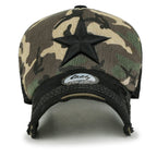 Star Embroidery Black White Trucker Hat Cotton Baseball Cap