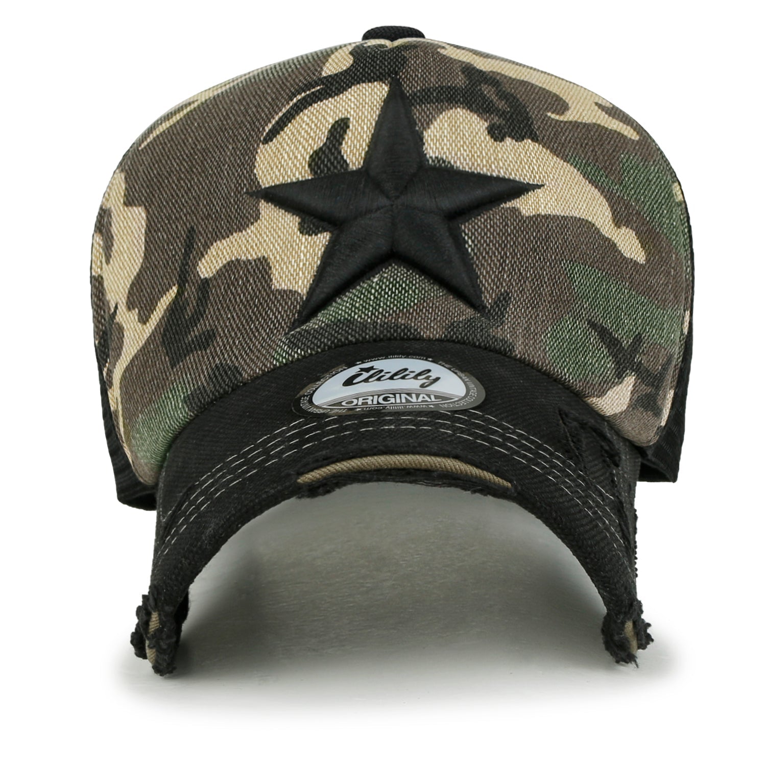 Star Embroidery Black White Trucker Hat Cotton Baseball Cap