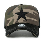 Star Embroidery Black White Trucker Hat Cotton Baseball Cap