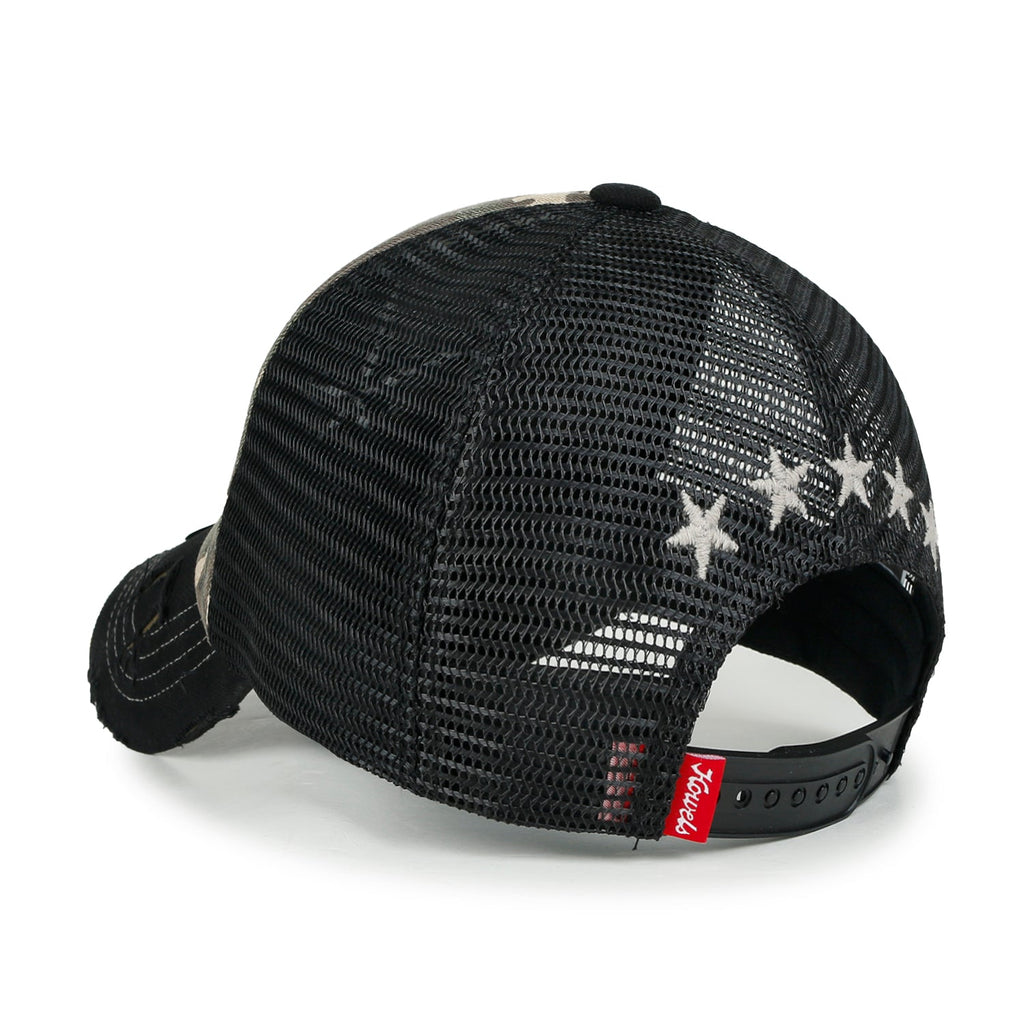 Star Embroidery Black White Trucker Hat Cotton Baseball Cap