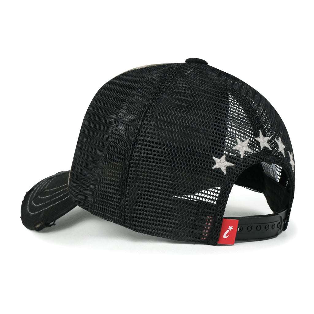Star Embroidery Black White Trucker Hat Cotton Baseball Cap