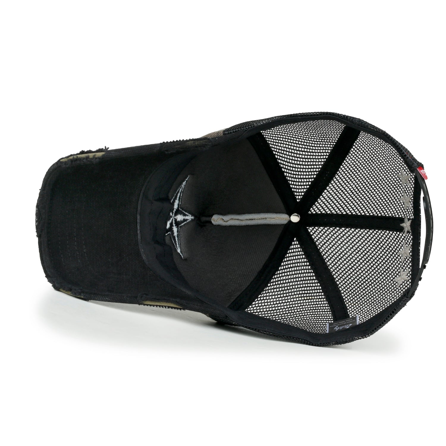 Star Embroidery Black White Trucker Hat Cotton Baseball Cap