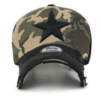 Star Embroidery Black White Trucker Hat Cotton Baseball Cap