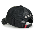 Star Embroidery Black White Trucker Hat Cotton Baseball Cap