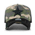 Star Embroidery Black White Trucker Hat Cotton Baseball Cap