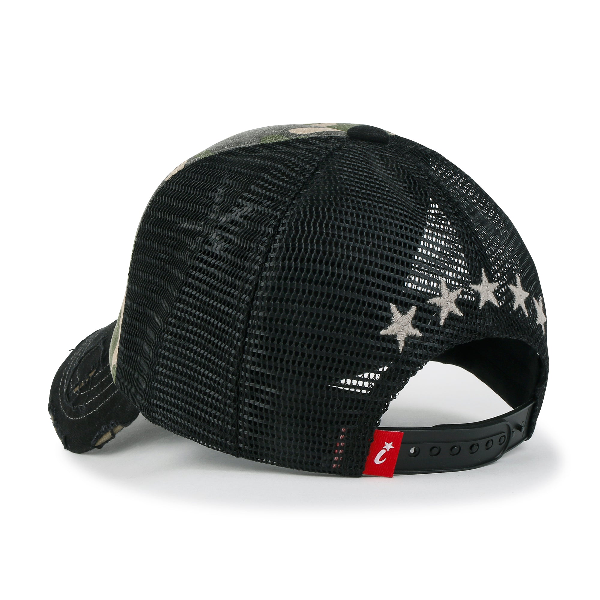 Star Embroidery Black White Trucker Hat Cotton Baseball Cap