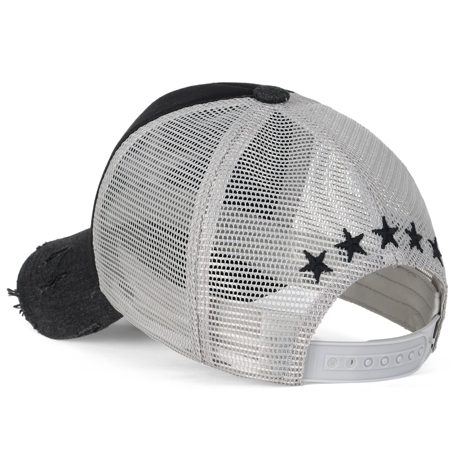 Star Embroidery Black White Trucker Hat Cotton Baseball Cap