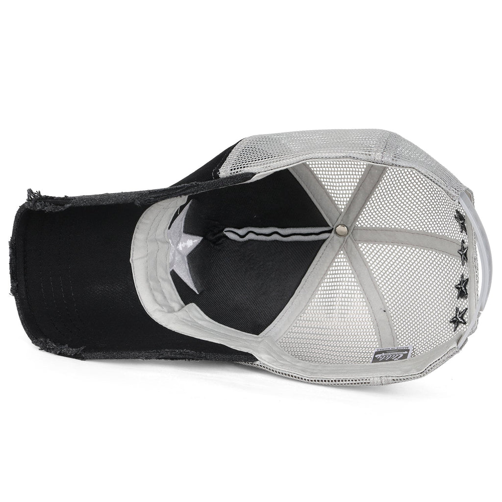 Star Embroidery Black White Trucker Hat Cotton Baseball Cap