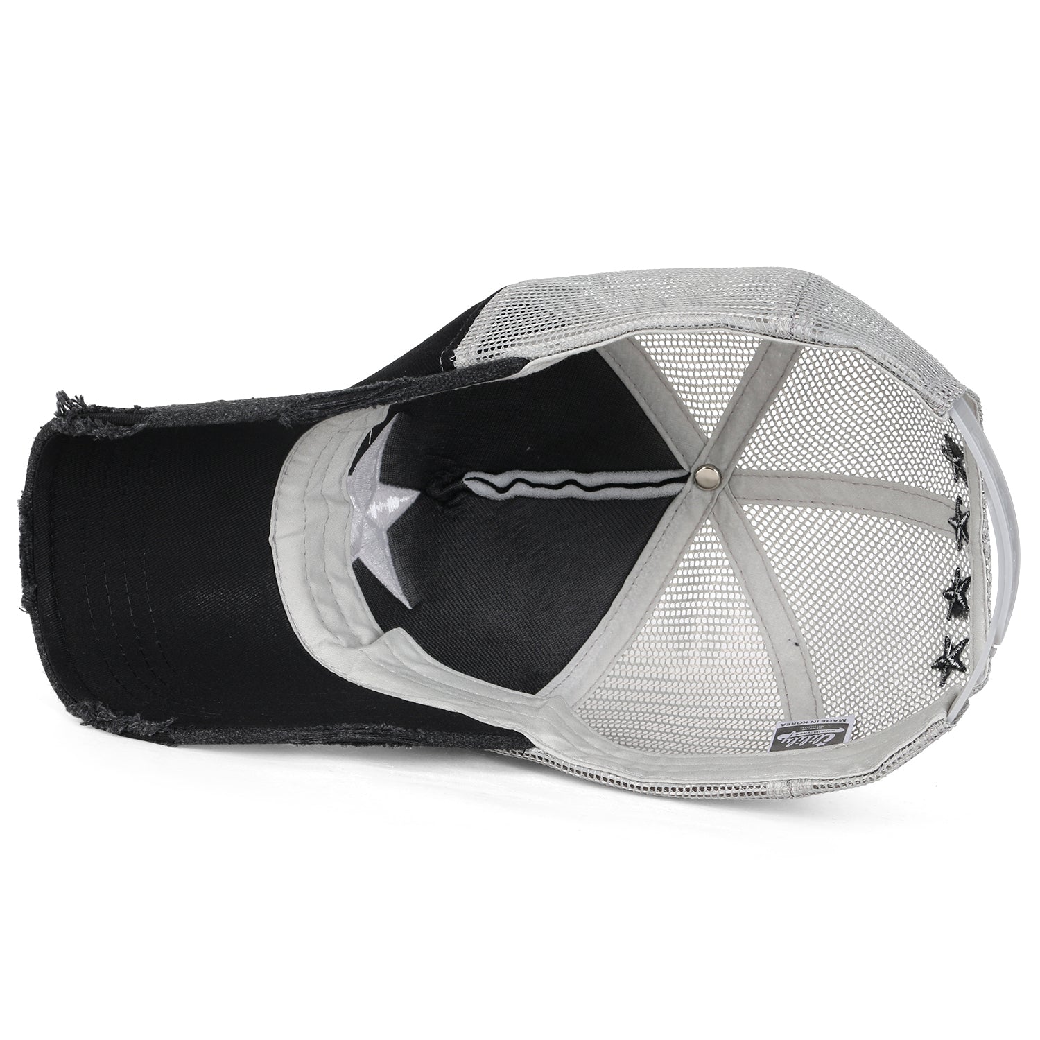 Star Embroidery Black White Trucker Hat Cotton Baseball Cap