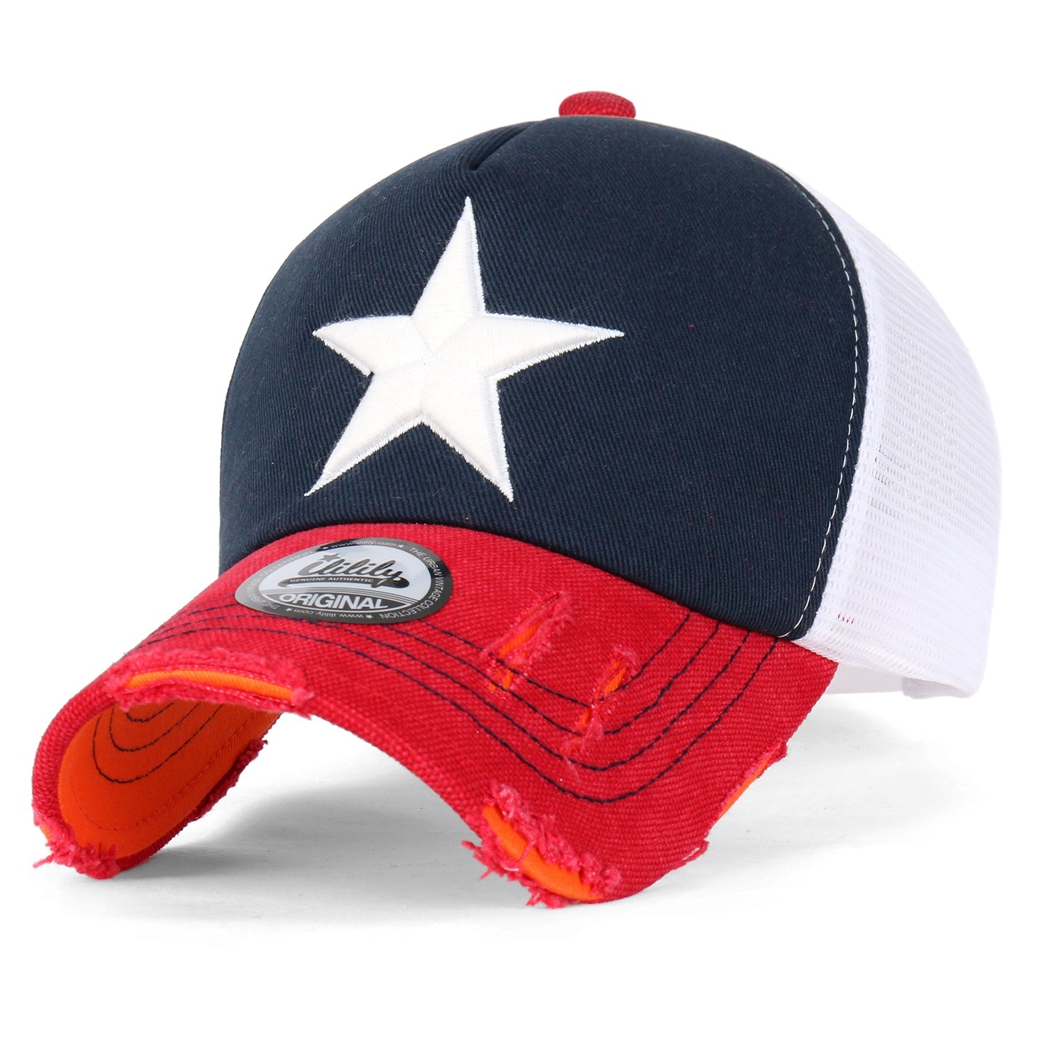 Star Embroidery Black White Trucker Hat Cotton Baseball Cap
