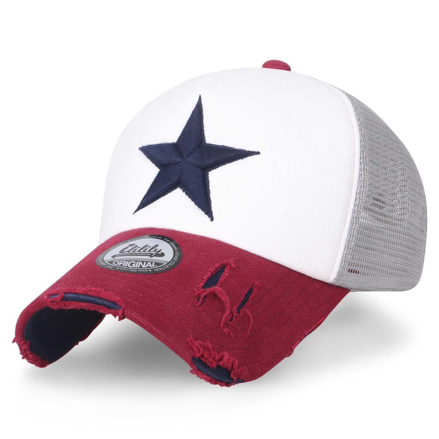 Star Embroidery Black White Trucker Hat Cotton Baseball Cap