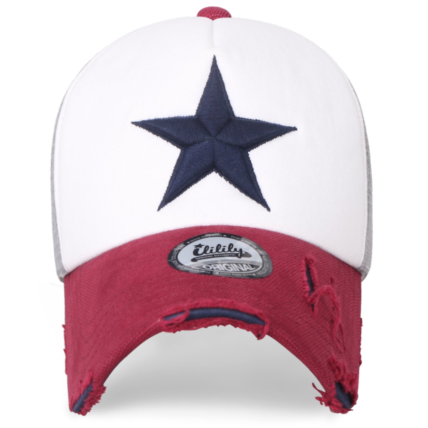 Star Embroidery Black White Trucker Hat Cotton Baseball Cap