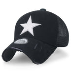 Star Embroidery Black White Trucker Hat Cotton Baseball Cap