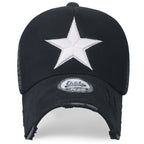 Star Embroidery Black White Trucker Hat Cotton Baseball Cap