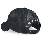 Star Embroidery Black White Trucker Hat Cotton Baseball Cap