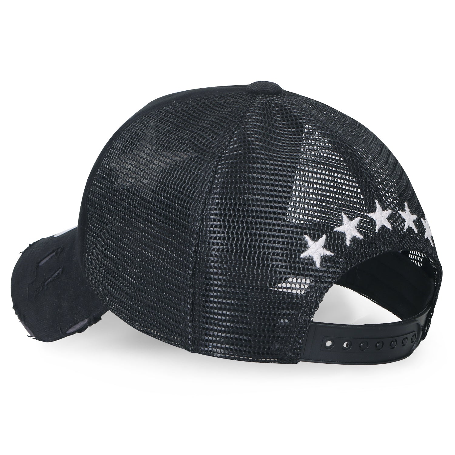 Star Embroidery Black White Trucker Hat Cotton Baseball Cap