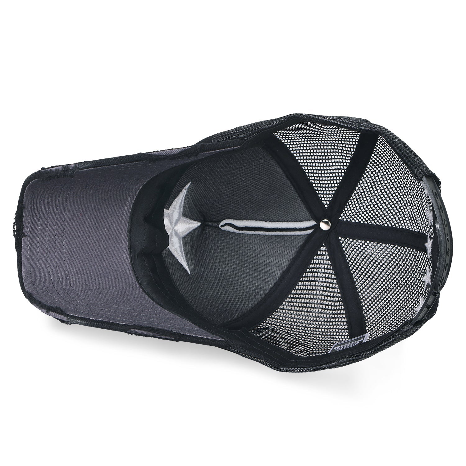 Star Embroidery Black White Trucker Hat Cotton Baseball Cap
