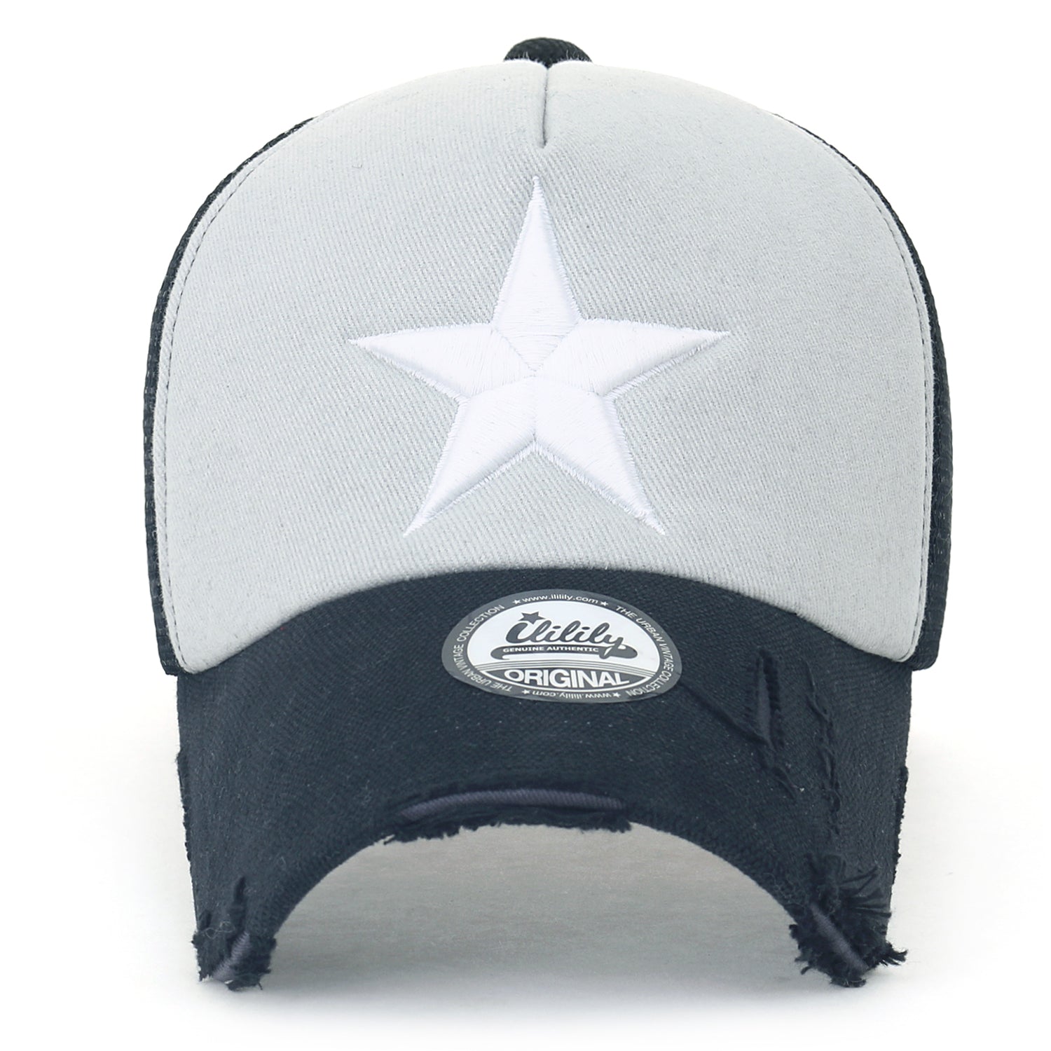 Star Embroidery Black White Trucker Hat Cotton Baseball Cap