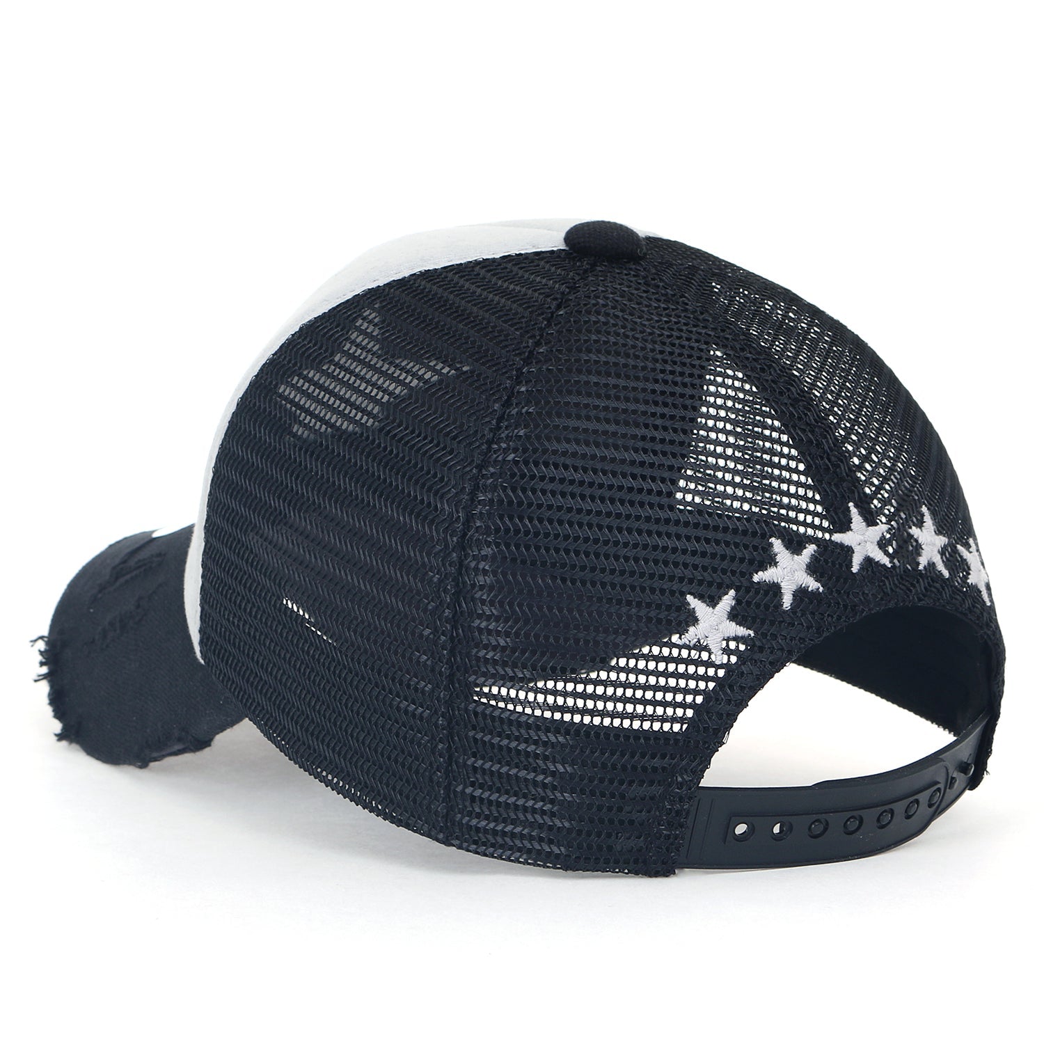 Star Embroidery Black White Trucker Hat Cotton Baseball Cap