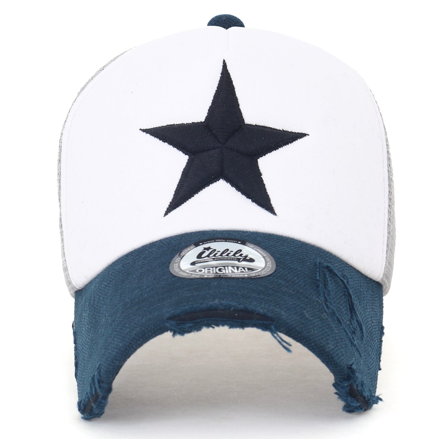 Star Embroidery Black White Trucker Hat Cotton Baseball Cap