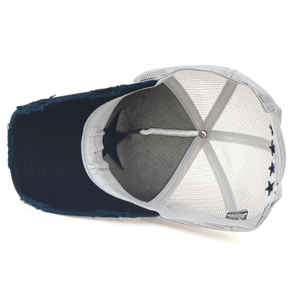 Star Embroidery Black White Trucker Hat Cotton Baseball Cap
