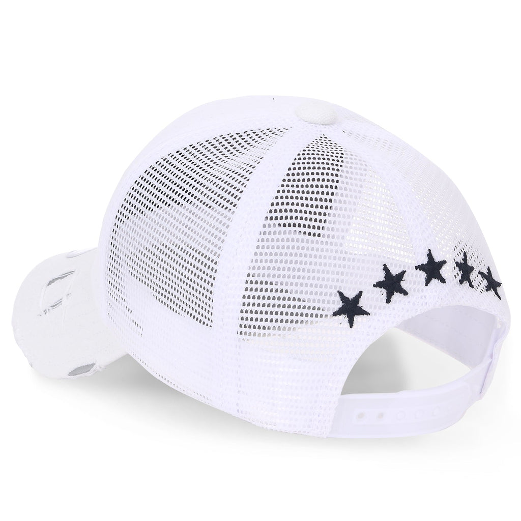 Star Embroidery Black White Trucker Hat Cotton Baseball Cap