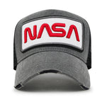 PREMIUM NASA Worm Logo Embroidery Structured Baseball Cap Mesh Back Trucker Hat M / XL