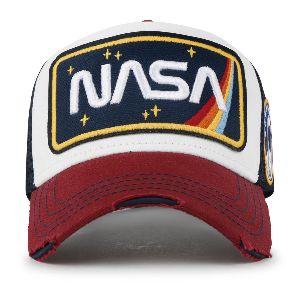 PREMIUM NASA Worm Logo Embroidery Structured Baseball Cap Mesh Back Trucker Hat M / XL