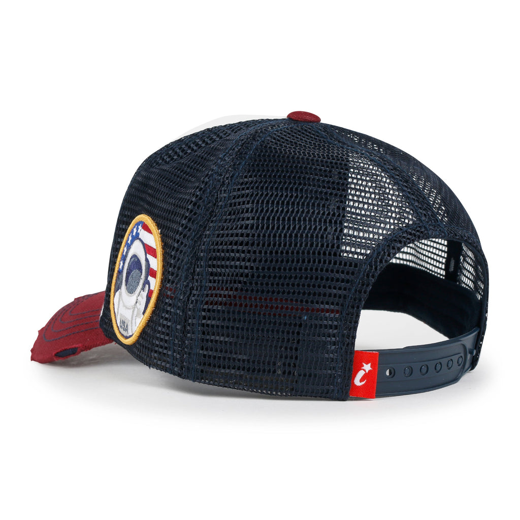 PREMIUM NASA Worm Logo Embroidery Structured Baseball Cap Mesh Back Trucker Hat M / XL