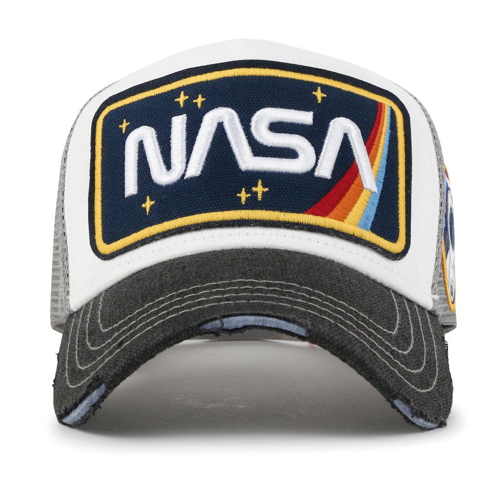 PREMIUM NASA Worm Logo Embroidery Structured Baseball Cap Mesh Back Trucker Hat M / XL