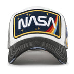 PREMIUM NASA Worm Logo Embroidery Structured Baseball Cap Mesh Back Trucker Hat M / XL